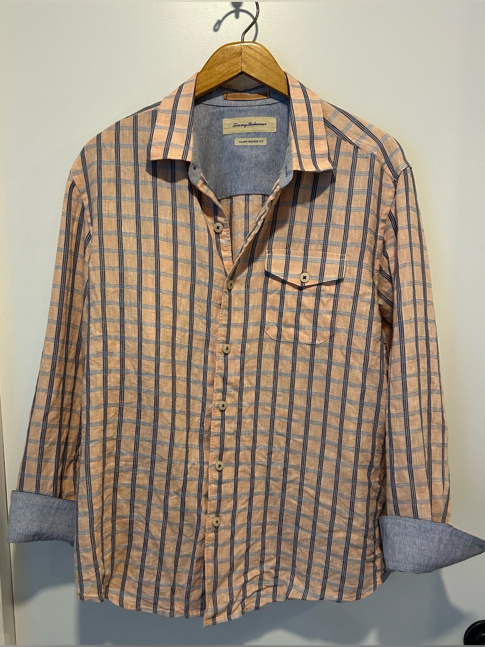 Tommy Bahama Men's Plaid Linen & Cotton Button Down Shirt